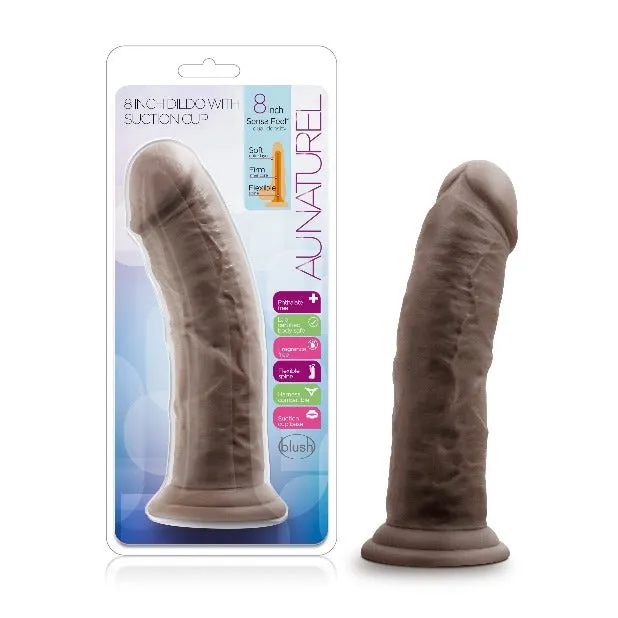 Au Naturel - 8 Inch Dildo with Suction Cup - Chocolate