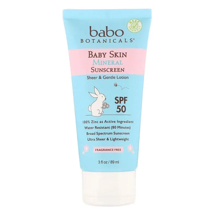 Babo Botanicals - Baby Skin Mineral Sunscreen (SPF 50), 3 fl oz