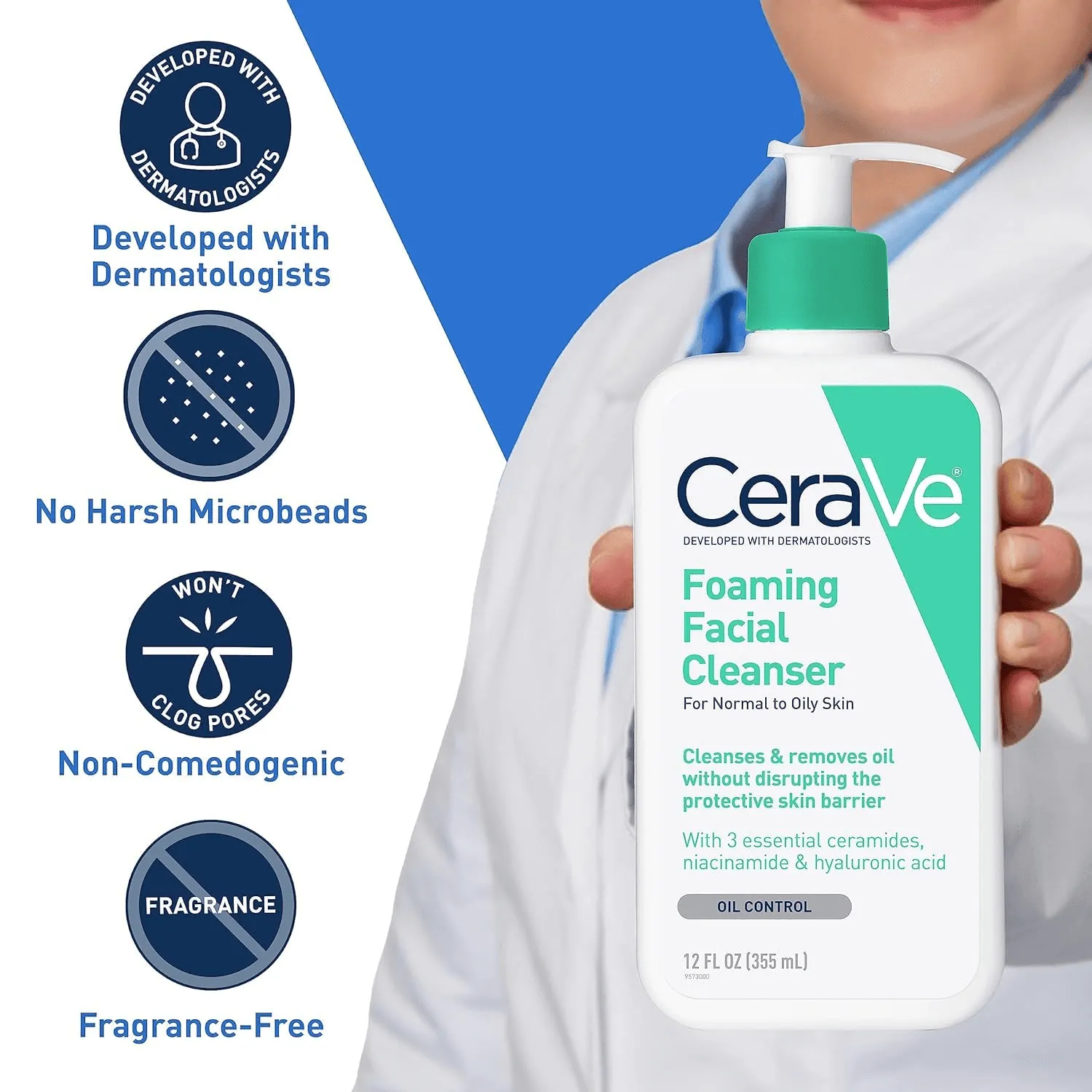 CeraVe Foaming Facial Cleanser For Oil Control - 355ml