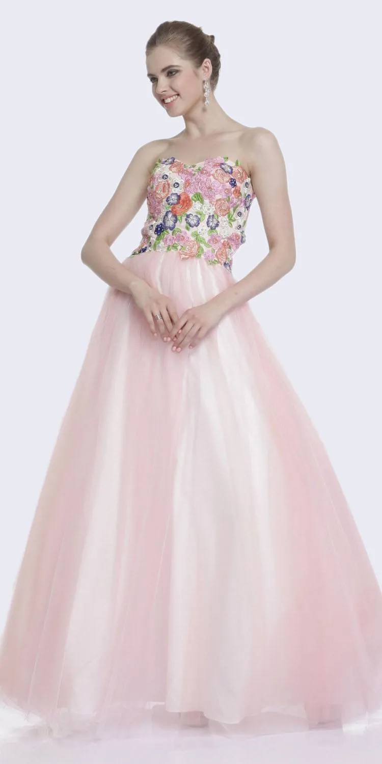 Cinderella Divine 7637 Embroidered Strapless Prom Ball Gown