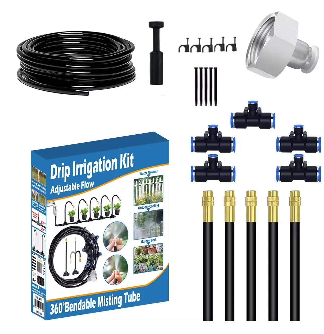 Drip Irrigation Kit with Adjustable Flow