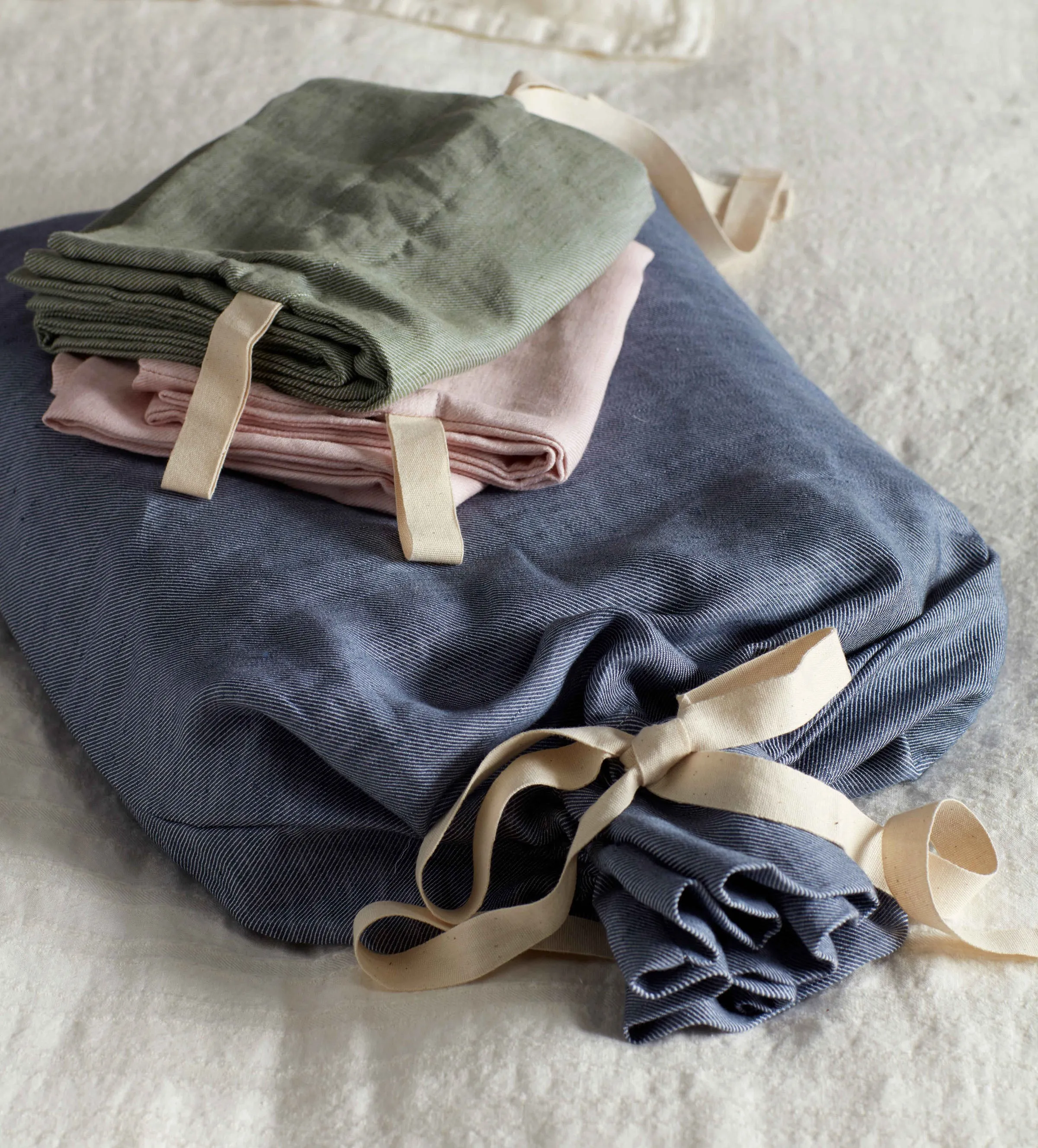 French Blue Bobby Cotton Linen Storage Bag