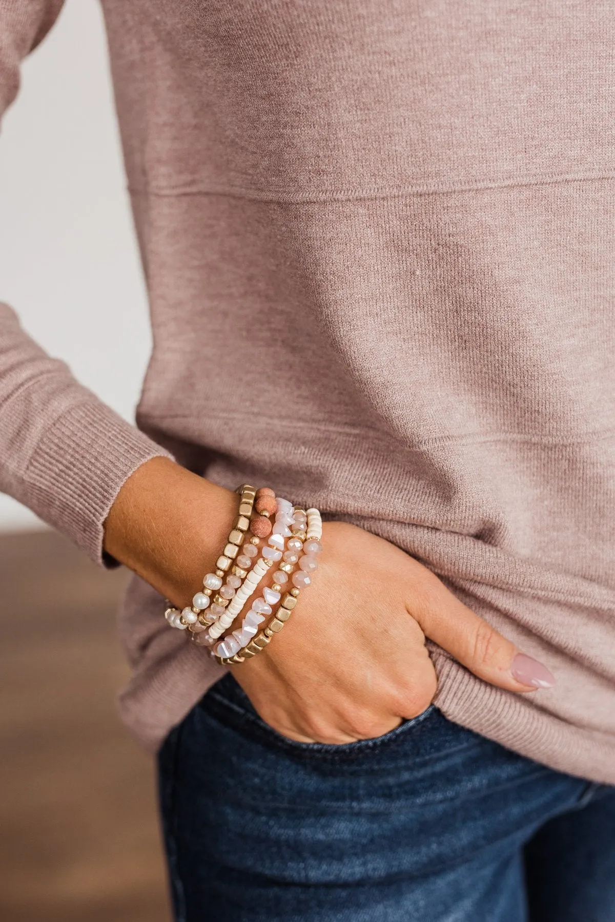 Golden Beauty Stackable Bracelet Set- Blush