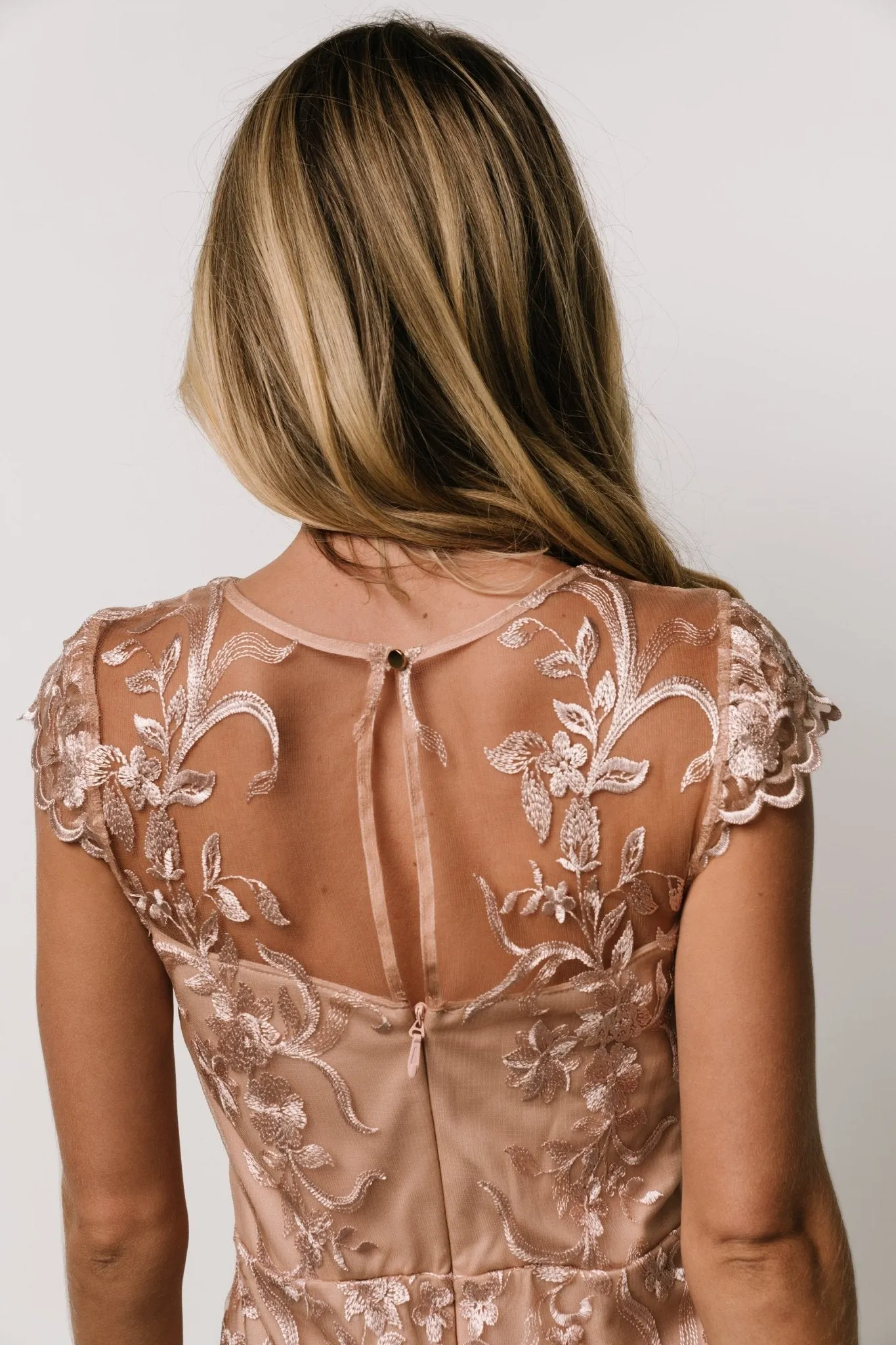 Jordana Embroidered Midi Dress | Blush