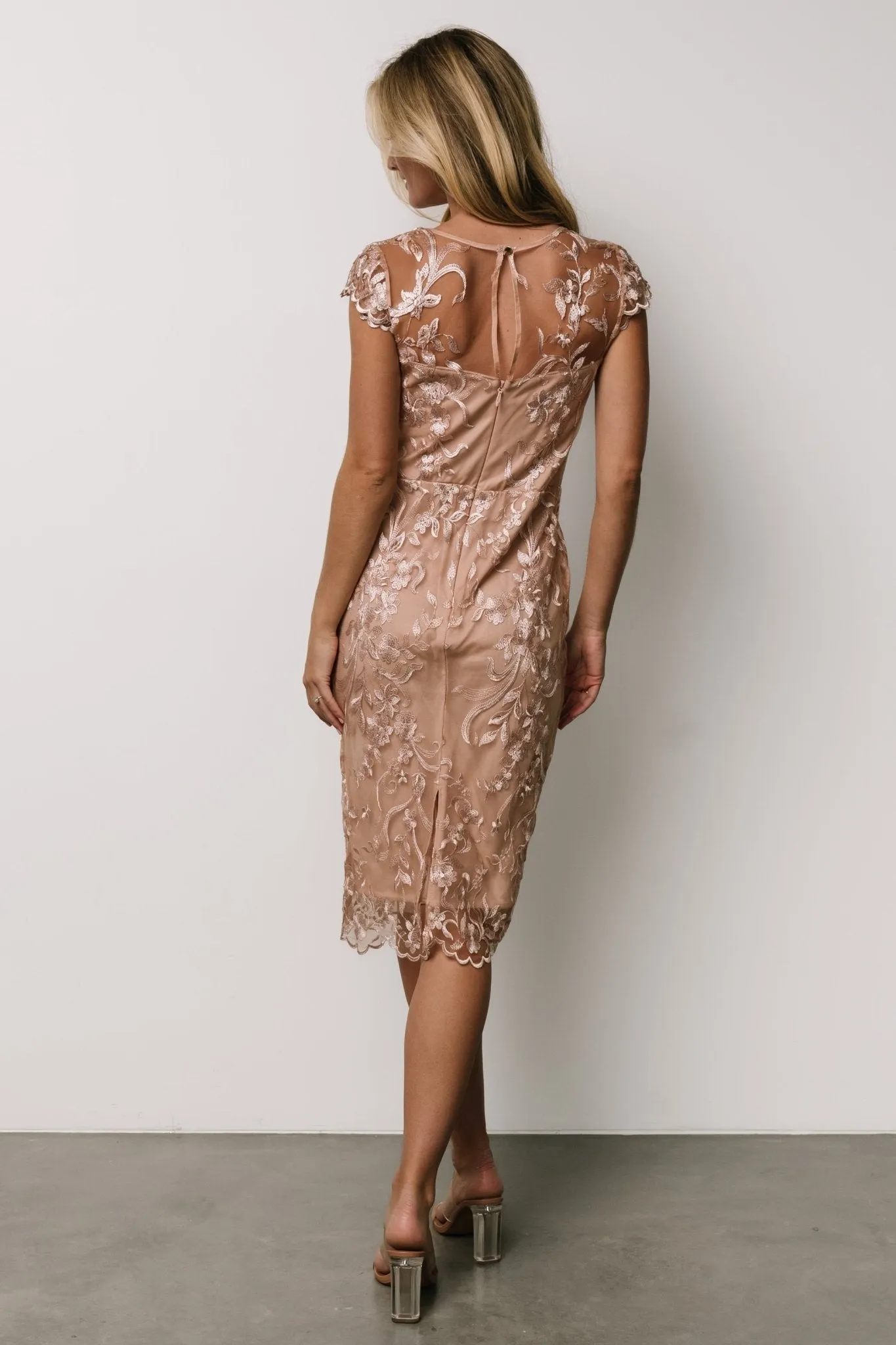 Jordana Embroidered Midi Dress | Blush