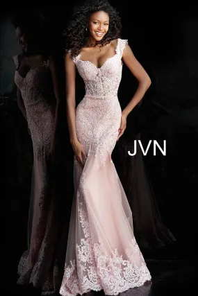 Jovani JVN65688 Size 14 Long Fitted Sheer lace prom dress Mermaid Off Shoulder Gown