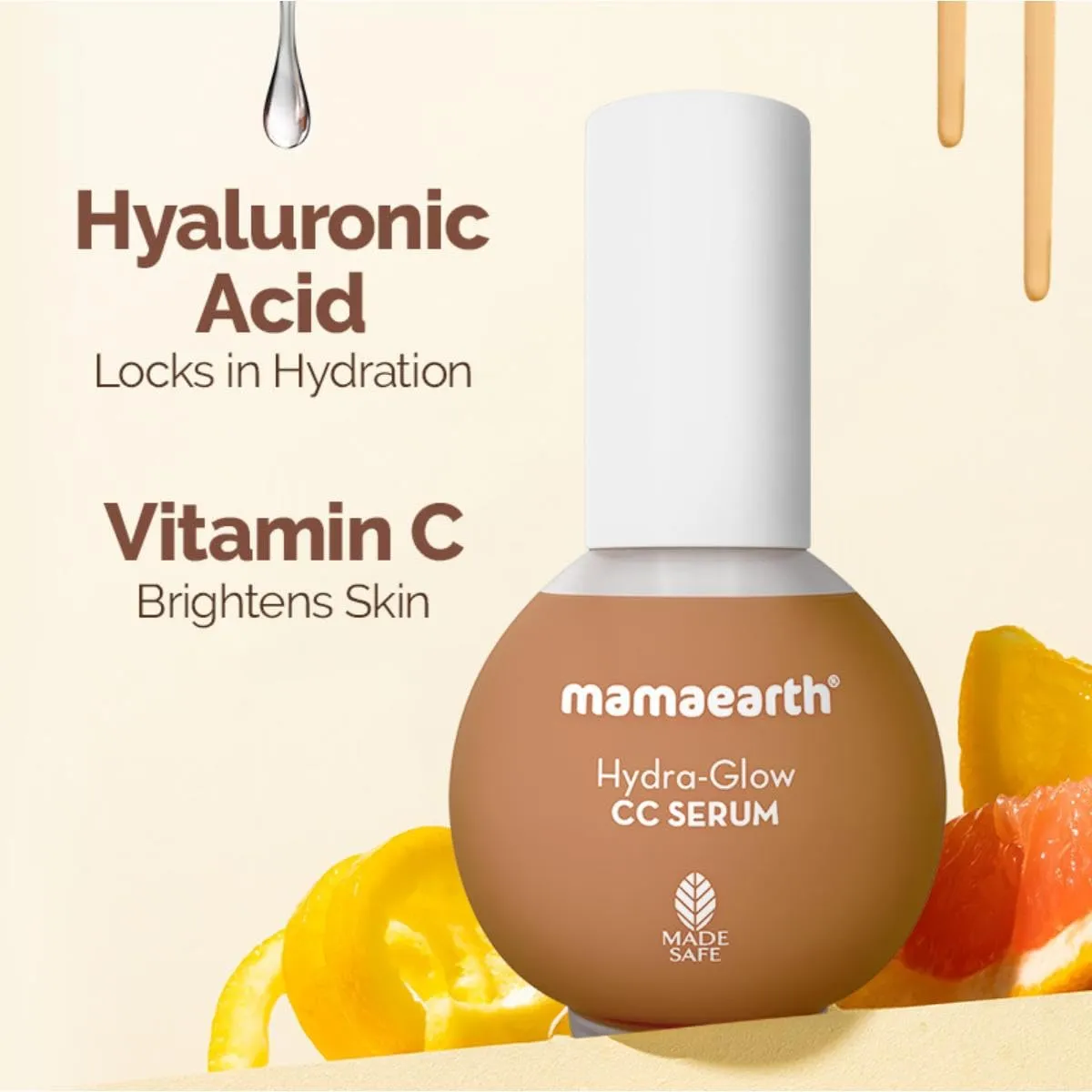 Mamaearth Hydra Glow CC Serum with Vitamin C & Hyaluronic Acid Peach 30ml